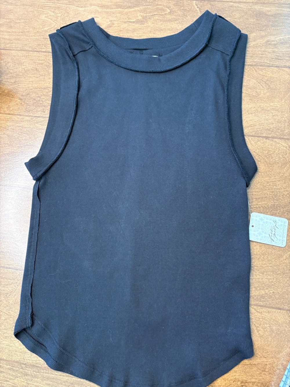 We The Free Black Ribbed Muscle Tank